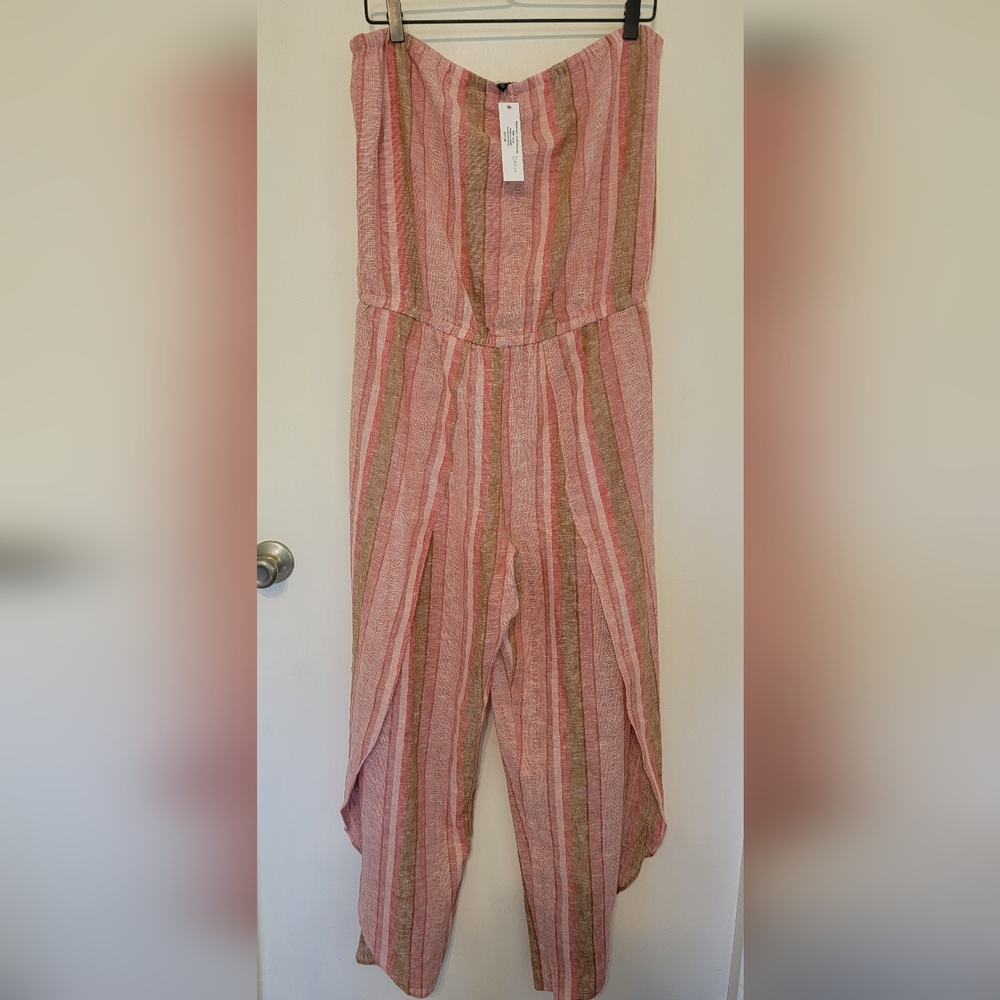 NWT Drew Strapless Linen Jumpsuit Size Large